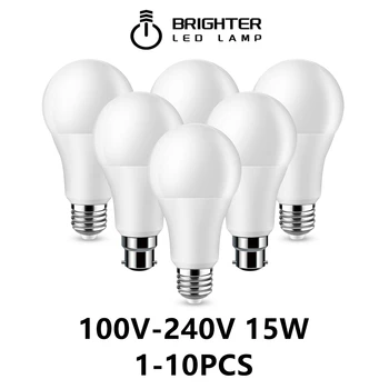 1-10VNT Factory direct LED lemputė lempos A60 AC120V 220V E27, B22 15W 100LM/W super šviesus šiltai balta šviesos mall namo apšvietimas