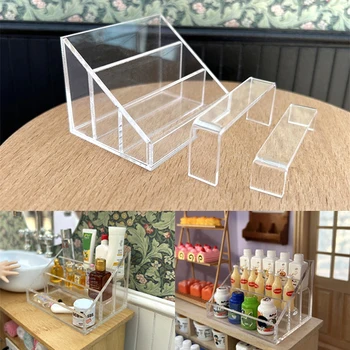 1:12 Miniatiūriniai Lėlių Multi-layer Trapecijos formos Džiovykla Kosmetikos Laikymo Dėžutė prekybos Centrų Lentynos, Vonios kambarys Stovo Modelis Virtuvės Dekoras