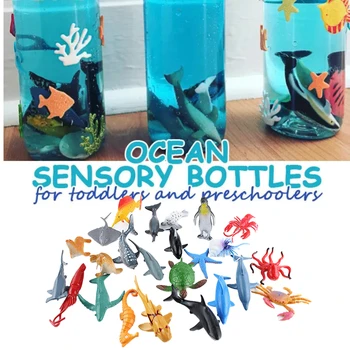 1-3 metų amžiaus Ikimokyklinio gimtadienio dovana Jūros gyvūnų žaislai montessori Jutimo buteliai mokymosi realia Mokymo pagalba