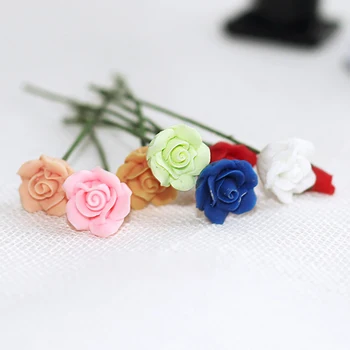 10vnt 1/12 Miniatiūriniai Lėlių Priedai Mini Dervos Rose Modeliavimas Gėlių kompozicijų Modelis Žaislas Doll House Dekoro
