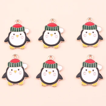 10vnt 18x21mm Animacinių filmų Emalio Kalėdų Pingvinas Pakabukai Papuošalai Priėmimo Auskarai, Pakabučiai, Karoliai 