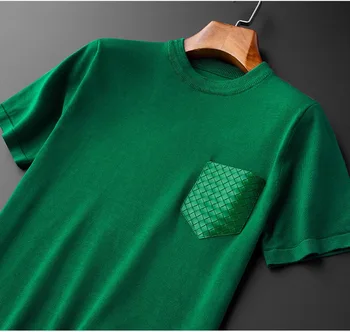 2022 m. vasaros nauji aukštos kokybės megzti trumpomis rankovėmis harajuku megztinis vyrų vientisos spalvos apvalios kaklo prabangūs pusė rankovėmis marškinėliai bazės