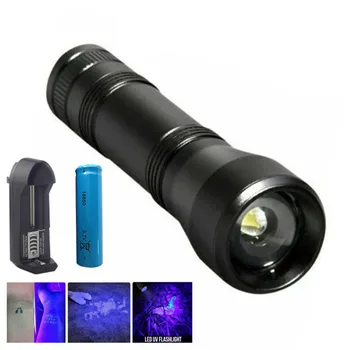 395nm LED UV Žibintuvėlis Ultravioletinių flash Žibintuvėlis lempos Mini UV Raudonos Šviesos Zoomable ultravioletinės Šviesos Lempos 18650 Baterija O