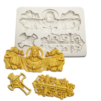 3D Jėzaus Kryžiaus Ir Vamzdynų Silikono Formų Minkštas Formos Tortas Dekoravimo Priemonės, Saldainiai Dervos Molio Šokolado Liejimo Formų Minkštas