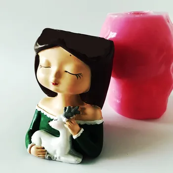 3D Silikono Mergina Vaza Formų Rankų darbo Cemento Dervos Amatų Vaza Namų Sodinamoji Cemento Pelėsių Silicio Pyragas Apdaila Priedai
