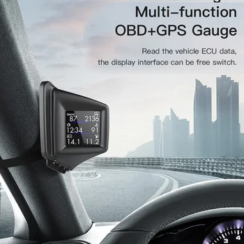 Automobilių Head-up Display RPM Turbo Tepalo Slėgio Vandens Temp GPS Spidometras GPS OBD Sistema Dual Head-up Display už OBDII Automobilių Modeliai