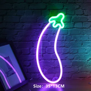 Baklažano Neoninės Šviesos, LED Neon Požymių Sienos Meno Dekoratyvinis Apšvietimas Kalėdų Vaikų Miegamasis Gimtadienio Šventės Dekoro Juosta Ženklas Led