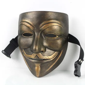 Balta Bronzos Spalvos V for Vendetta Anonimas Guy Fawkes Kaukė Filmą Replika Dervos Dekoracija Kalėdų Halloween Carnival