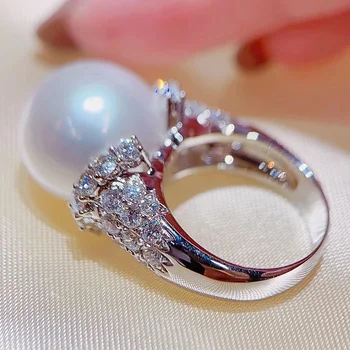 CAOSHI Elegantiškas Tauriųjų Panele Imituojamas Perlų Žiedas Blizga Kristalų Papuošalai Vestuvių Prabanga Šalių Priedus, su Subtilus Dizainas
