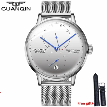 GUANQIN Vyrų Laikrodžiai Mechaninė Automatinė Energyreserve 35 Stunden Laikrodis Atsitiktinis Mados Sapphire atsparus Vandeniui vyrų Rankiniai Laikrodžiai