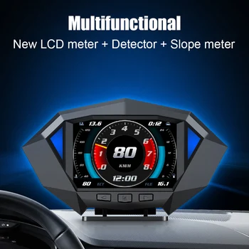 Head Up Display Nuolydis Metrų P1 Automobilių HUD Ekranas Automobilį Skaitmeninis Spidometras Šlaito Pasvirimo Metrų OBD2 GPS Dual Sistema