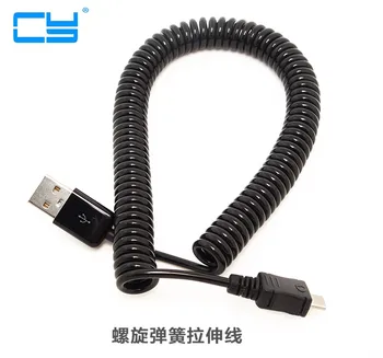 Ištraukiama 90 laipsnių usb micro usb kabel Mokestis USB Micro USB Pavasario Duomenų Kabelis Sinchronizavimo Įkroviklio Laidą Susukti Cabo