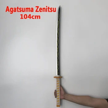 Japonijos Cosplay Kimetsu nr. Yaiba Kardas, Ginklas Demon Slayer Agatsuma Zenitsu Kardas Anime Ninja Peilis PU žaislas 104cm