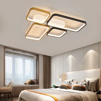 Juoda+Gold Modernios led šviestuvo gyvenimo kambario, miegamasis studyroom nuotolinio valdymo pultelis pritemdomi lubų šviestuvo šviesos AC90-260V
