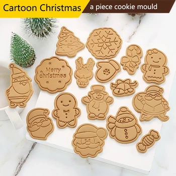 Kalėdų Animacinis 3D Cookie Cutters Kalėdų Pelėsių Kepimo Priedai Slapukas Antspaudas Sausainių Dekoravimo Plastiko Backware