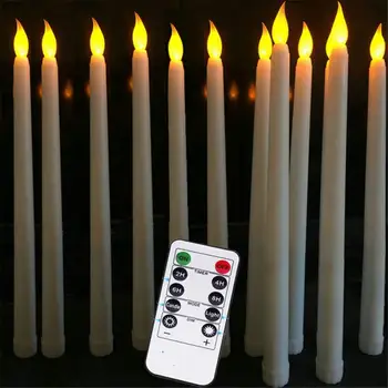 Kalėdų Žvakių Šviesos diodų (LED Žvakės Su Nuotolinio Valdymo 10 colių Ilgio baterijomis, Šiltai Balta Dekoratyvinės Žvakės Kalėdų