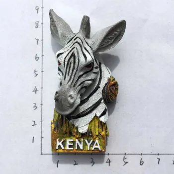 Kenija kūrybos trimatis zebra kelionių suvenyrai, magnetiniai lipdukai, lipdukai šaldytuvas