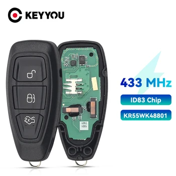 KEYYOU 433/434Mhz ID83 Chip KR55WK48801 Smart Nuotolinio Klavišą Keyless Už Ford Focus C-Max, Mondeo 