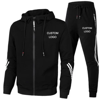 Logotipą tracksuit vyrų, dviejų dalių komplektas mens sweatsuits hoodie track kelnės mados sportas tinka bėgiojimas nustatyti poilsiu prakaito kostiumai