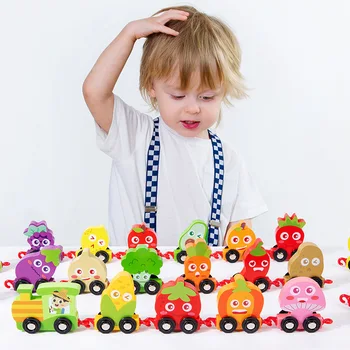 Mediniai Magnetiniai Skaitmeninis Traukinio Trejų metų Vaikai, Berniukai Ir Mergaitės, Medinės Raidės Surinkti Vilkite Blokai Žaislas Automobilis