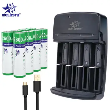 Melasta AA 1.6 V 2600mWh NIZN Įkrovimo Baterija (akumuliatorius su 4 Slots LED USB Įkroviklis Ni-Zn Baterijos vaizdo Kamera Žaislai, MP3