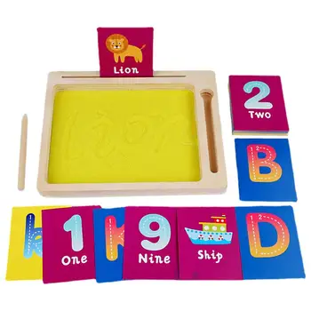 Montessori Smėlio Padėklo Žaislų, Kūdikio Žaislas Montessori Kalba Žaislas Smėlio Dėklas Abėcėlės Ir Skaičių, Mokymosi Rašymo Pratimai Įrankis