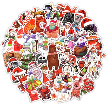Naujas 50pcs Kalėdų Lipdukai Dovana Vaikams Mielas Briedžių Santa Claus Matinis Lipdukas Kalėdų Medžio Apdaila PASIDARYK pats Nešiojamas Snieglenčių