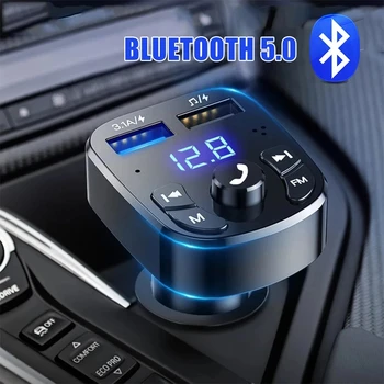 Naujas Dvigubas USB Automobilinis Įkroviklis, Bluetooth 5.0 FM Siųstuvas Belaidė laisvų Rankų įranga Garso Imtuvas, MP3 Moduliatorius 3.1 Greitas Įkroviklis