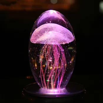 Naujausias Kūrybos Dovanos Medūzos Modelio 3D LED Daugiaspalvis Apšvietimas, Lempos Kristalų Stalo Lempa Poilsio Kambarys Apdailos Naktį Šviesos