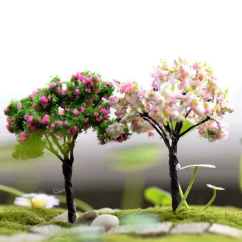 Plastikiniai Amatų Miniatiūros Sodo Medžio Ornamentais 7-10cm Lėlių Augalų Puodą 