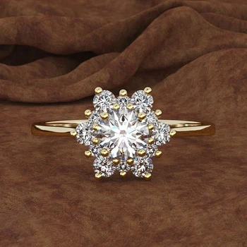 Prabanga Moterų Snaigės Žiedas Mados Geltona Rožė Aukso Spalvos Kristalų Cirkonis Akmuo Žiedas Senovinių Vestuvinių Žiedų Moterims