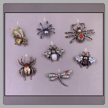 Retro Inkrustacijos Kristalų Ausinukės Asmenybės Nišą Vabzdžių, Bičių Drugelis Voras Dragonfly Sagė