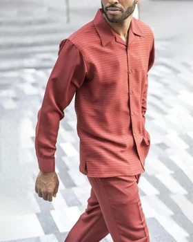 Rudenį 2022 Dizaineris Marškinėliai Nauji vyriški Laisvalaikio Kostiumas ilgomis Rankovėmis Marškinėliai + Kelnės Kostiumas vyriški Prabangūs, Retro Dviejų dalių Greitas Pristatymas, S-4XL
