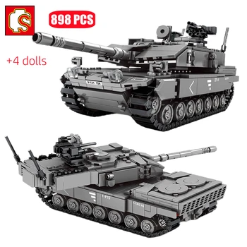 SEMBO Karinės Serijos WW2 vokiečių Leopard 2A7 Pagrindinis Tankas Modelio Blokai Armijos Ginklų Kareiviai Plytų Vaikams Žaislai Berniukams
