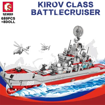 SEMBO Kariuomenės Karo rusijos Cruiser Blokai Sunkūs Ginkluotų Karo Ginklas Plytų Su baze Ir Mini Duomenys Dovanos Vaikui Žaislas