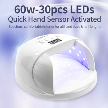 SIMINAIL Didelės Galios UV LED Nagų Lempa 60w Nagų Džiovintuvas Gelio lenkų Greitai Gydant Rankas, Kojas Su 4 LCD Ekranas