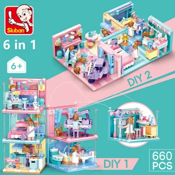 Sluban Kūrimo Bloką, Žaislai Mini Handcrafts 6 1 B0757 Mergaitės Žaisti Namuose Compatbile Su Pirmaujančių prekinių Ženklų 6 VNT. Viename rinkinyje