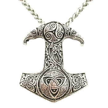 Thor Hammer Triskele Triskelion Trejybės Simbolis Odin Varnas Amuletas Mens Moteriški Karoliai Dropship Tiekėjų