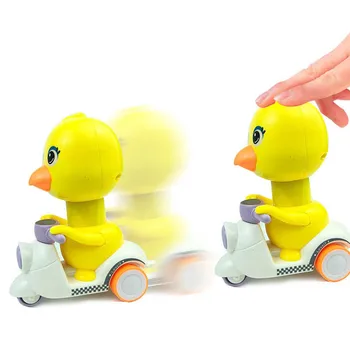 Vaikų Pramogos Žaislai, Paspauskite Mažai Geltona Antis Inercinės Motociklo Mielas Animacinių filmų Tėvų-vaikų Interaktyvus Lenktynių Žaidimas Atostogų Dovanų