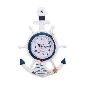 Viduržemio jūros regiono stiliaus laivo vairo vairininkas inkaro kūrybinė asmenybė sieninis laikrodis elektroninių laikrodžių apdaila jūrinis laikrodis