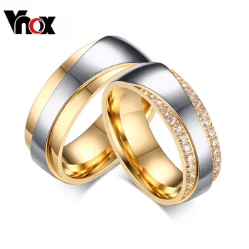 Vnox Vestuviniai Žiedai, Moterų, Vyrų Pažadas Meilužis Valentino Dienos Dovanų Aukso spalvos Nerūdijančio Plieno
