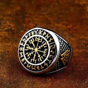 Vyrai Retro Viking Kompasas, Žiedas Aukso Spalvos Papuošalai Amuletas, Garvežių Gatvės Papuošalai