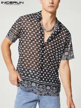 Vyrai Spausdinti Marškinėliai Matyti Pro Atlapas trumpomis Rankovėmis Mygtuką 2022 Camisas Atostogų Streetwear Atsitiktinis Havajų Marškinėliai S-5XL INCERUN 7