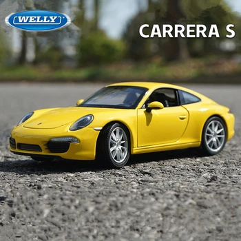 WELLY 1:24 Porsche 911 Carrera S Kabrioletas Lydinio Sporto Automobilio Modelį Diecasts Metalo Žaislų Lenktynių Automobilio Modelio Aukštos Modeliavimas Vaikų Dovanų