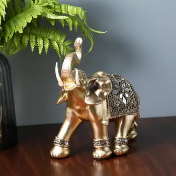 Akį traukiantis Dramblių Statulėlės Bauda Simbolis Dervos Elegantiškas Elephant Trunk Skulptūra Namų