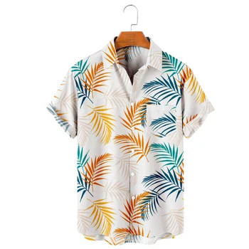 Molilulu Vyrų Mados Vintage Drabužių Havajų Palmių Lapų Atsitiktinis Marškinėliai